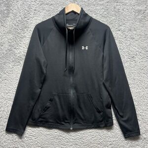 Under Armour Jacket Womens Large Black Lightweight Tech Track Heat Gear